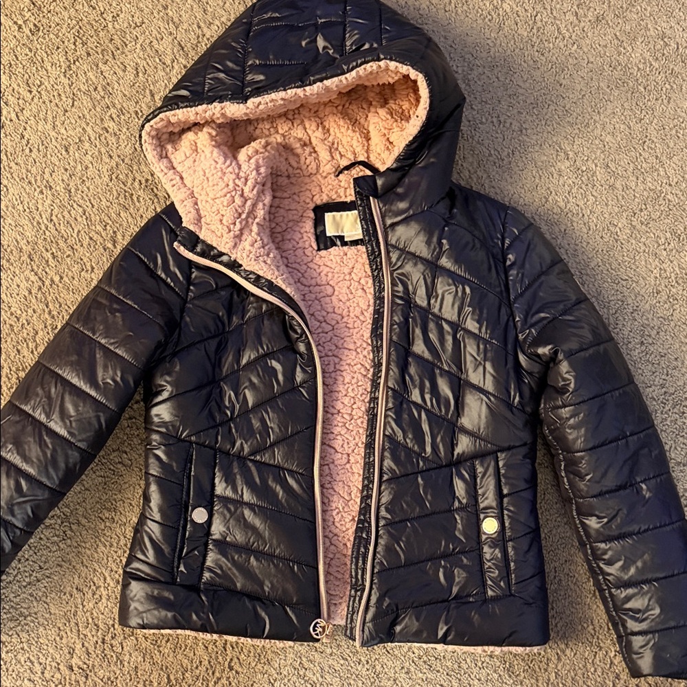 Michael Kors Black Puffer Jacket with Pink Interior